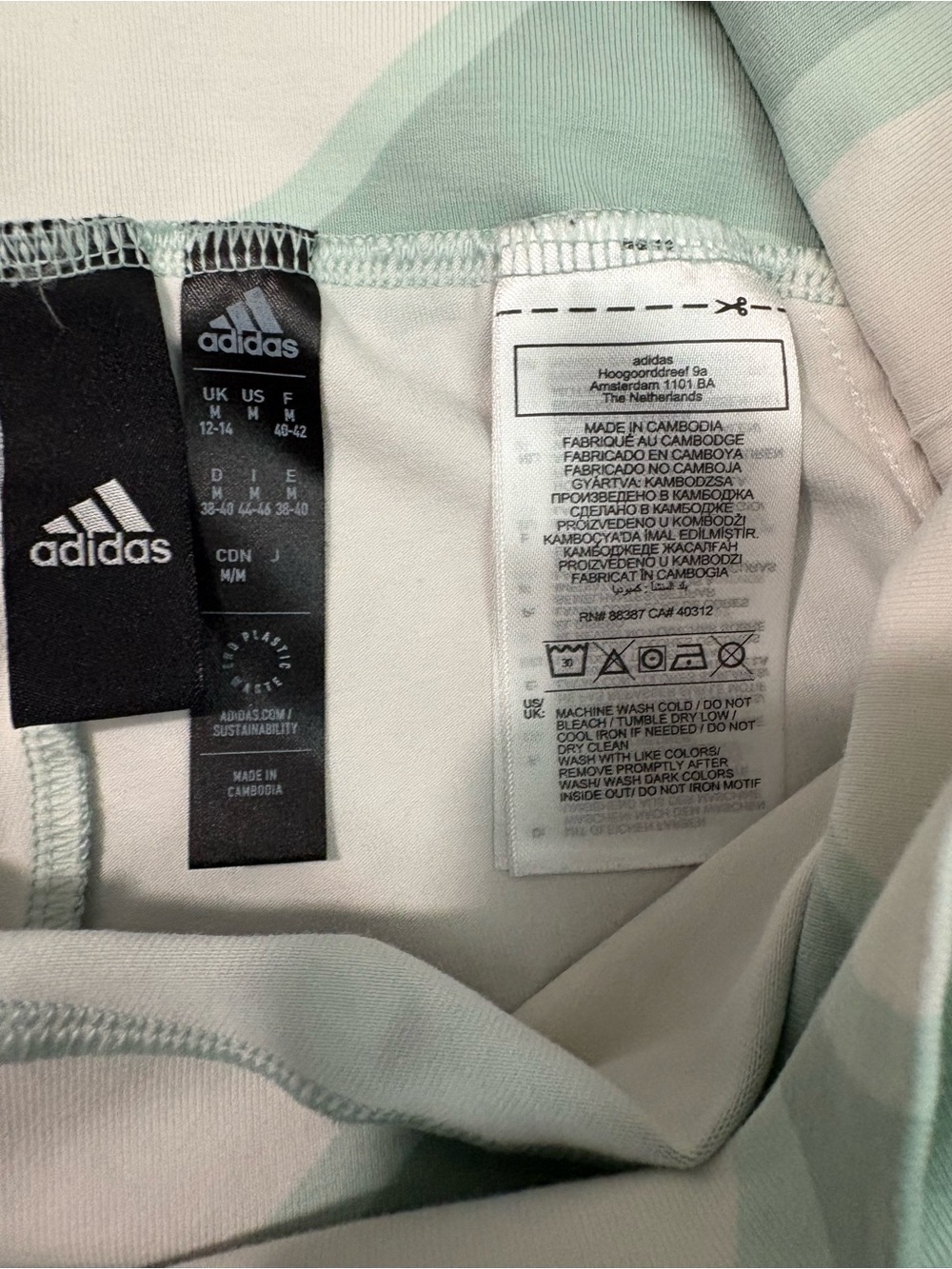 adidas x Marimekko Future Icons Flared Leggings Sz Medium Green & White Athletic - Picture 6 of 13